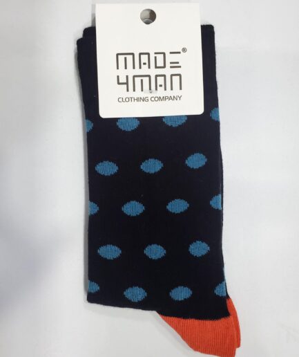 Black Socks with Classic Blue Polka Dot  Accents