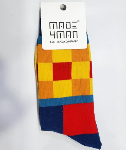 Orange Square Patterned Socks