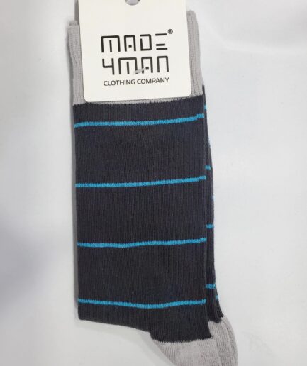 Classic Navy Blue Straight Line Pattern Socks