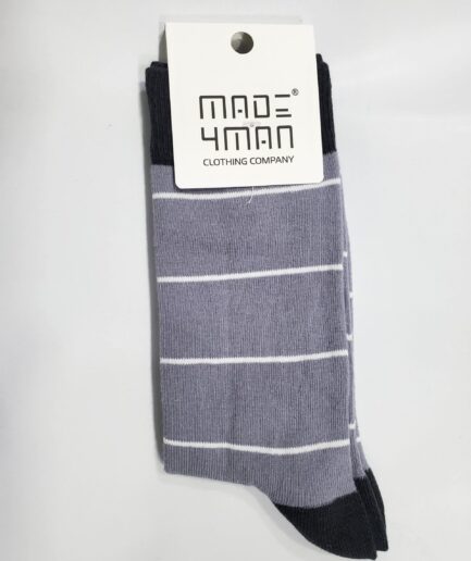 Classic Navy Ash Straight Line Pattern Socks