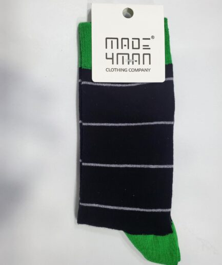 Classic Navy Dark Blue Straight Line Pattern Socks